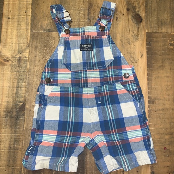3 for $20 / Oshkosh Plaid Shorteralls (12 M) - Picture 1 of 2